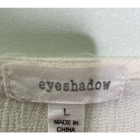 Eyeshadow Boho Cropped Blouse Flutter Sleeve Peplum Crochet Button Front White L - Picture 6 of 11